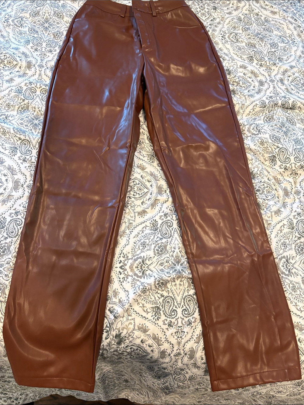 Women’s  Faux Leather Pants - Brown